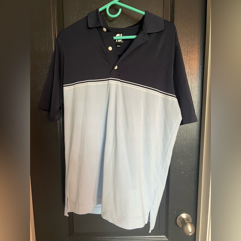 Men's Navy and Light Blue Polo Shirt